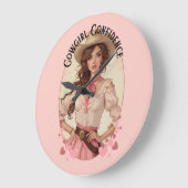 コケッティーカウガールウェスタンファッション ポートレート ラージ壁時計 (傾斜)