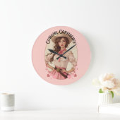 コケッティーカウガールウェスタンファッション ポートレート ラージ壁時計 (ホーム)