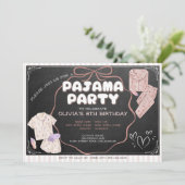 コケッティーキュートなリボンパジャマパーティー誕生日 招待状 (スタンド正面)
