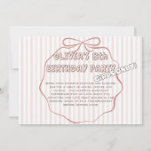 コケッティーキュートなリボンパジャマパーティー誕生日 招待状 (裏面)