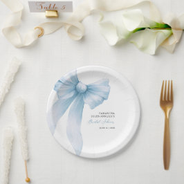 コケッティーブルーボウのブライズシャワー ペーパープレート