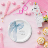 コケッティーブルーボウのブライズシャワー ペーパープレート (パーティー)