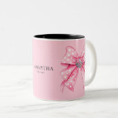 コケッティー ガーリー フェミニン ディスコボール ピンク リボン ツートーンマグカップ (正面右)