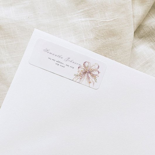 コケッティー パープル リボン ベビーシャワー 返信先住所 ラベル