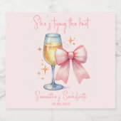 コケッティー ピンクの弓 バチェロレッテパーティー スパークリングワインラベル (シングルラベル)