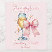 コケッティー ピンク リボン ブライズメイド パーティー ワインラベル (シングルラベル)