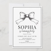 コケッティー ブラック ボウ リボン 大人 誕生日 招待状 (正面)