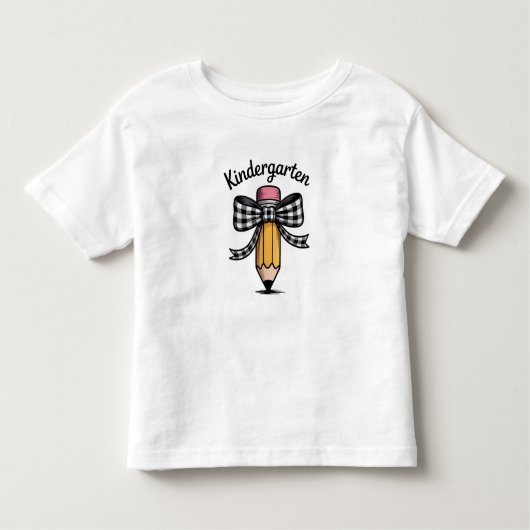 コケッティー 鉛筆 リボン 幼稚園の先生 学校 トドラーTシャツ (正面)
