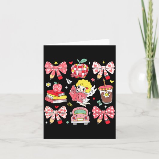 コケッティー Nk リボン 教師 感謝 バレンタインズ デ カード (正面)