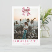 コケッティ ギンガム リボン フォト 卒業おめでとう 招待状 (スタンド正面)