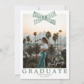 コケッティ グリーン ボウ フォト 卒業おめでとう 招待状 (正面)