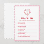 コケッティ チェリー | スピル・ザ・ティー ブライダルシャワー ゲーム 招待状 (正面/裏面)