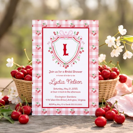 コケッティ チェリー モノグラム ブライダル シャワー 招待状