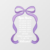 コケッティ パープル ボウ 小規模事業営業時間 ウィンドウサイン (シート)