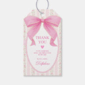 コケッティ ピンクの弓の邸宅 フラワーローズ 感謝 ギフトタグ (正面)