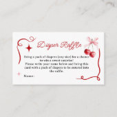 コケッティ ピンク チェリー ベイビー シャワー おむつラッフル エンクロージャーカード (正面)