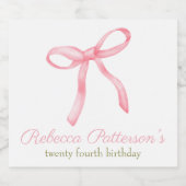 コケッティ ピンク ボウ フェミニン バースデー パーティー オーダーメイド スパークリングワインラベル (シングルラベル)