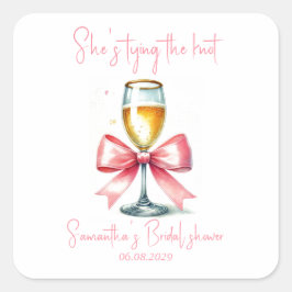 コケッティ ピンク ボウ ブライダルシャワー スクエアシール