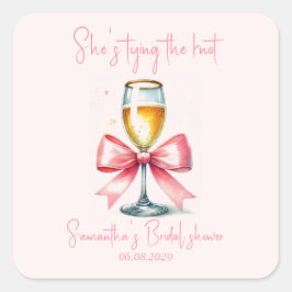 コケッティ ピンク ボウ ブライダルシャワー スクエアシール