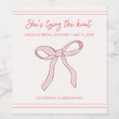 コケッティ ピンク ボウ ブライダル シャワー フェイバー ワインラベル (シングルラベル)