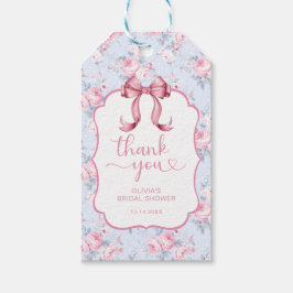 コケッティ ピンク リボン ウェディング シャワー サンクス ギフトタグ