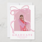 コケッティ ピンク リボン 卒業発表 招待状 (正面)