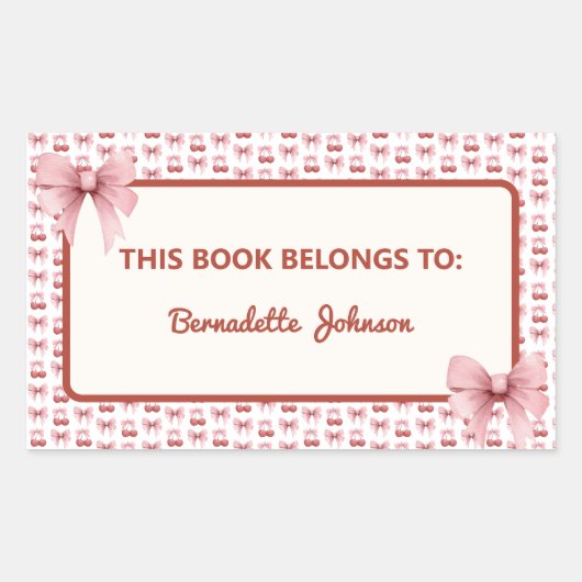 コケッティ ピンク リボン 学校準備 シール (正面)