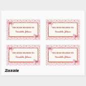 コケッティ ピンク リボン 学校準備 ブックプレート 長方形シール (シート)