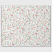 コケッティ フェミニンピンク ワイルドフラワーの草原 ラッピングペーパー (フラット)