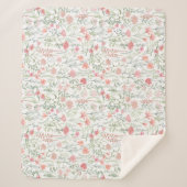 コケッティ フェミニン ピンク ワイルドフラワーの草原 シェルパブランケット (正面)