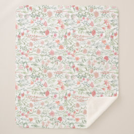 コケッティ フェミニン ピンク ワイルドフラワーの草原 シェルパブランケット