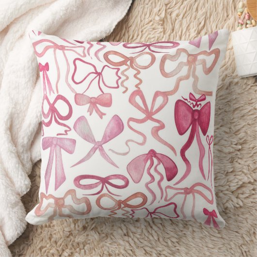 コケッティ ブライダル シャワー ギフト ピンク リボン ホーム デコ クッション (ブランケット)