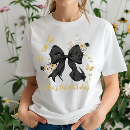 コケッティ ブラック ボウ ワイルドフラワーズ 誕生日 Tシャツ