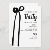 コケッティ ブラック リボン 招待状 編集可能 (正面/裏面)