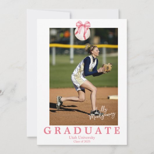 コケッティ ベースボール ボウ 卒業発表 招待状 (正面)