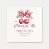 コケッティ ボウ チェリー ベイビー シャワー ナプキン スタンダードカクテルナプキン (正面)