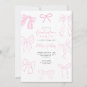 コケッティ ボウ ライトピンク 卒業パーティー 招待状 (正面)
