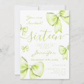 コケッティ ライムグリーン リボン スイート16 パーティー 招待状 (正面)