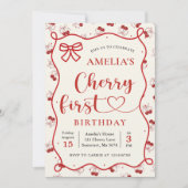 コケッティ レッド チェリー ファースト バースデー インビテーション (正面)