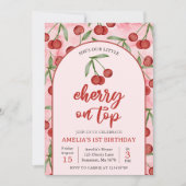 コケッティ レッド チェリー 1歳 誕生日パーティー 招待状 (正面)