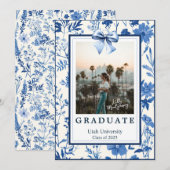 コケッテイ トワール リボン フォト 卒業発表 招待状 (正面/裏面)