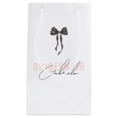 コケッテイ ボウ フレンチ ピンク おしゃれな 花嫁の友人 名前 スモールペーパーバッグ (正面)