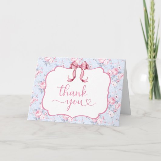 コケッテイ ボウ ブランク インサイド ブライダル シャワー サンキューカード (正面)