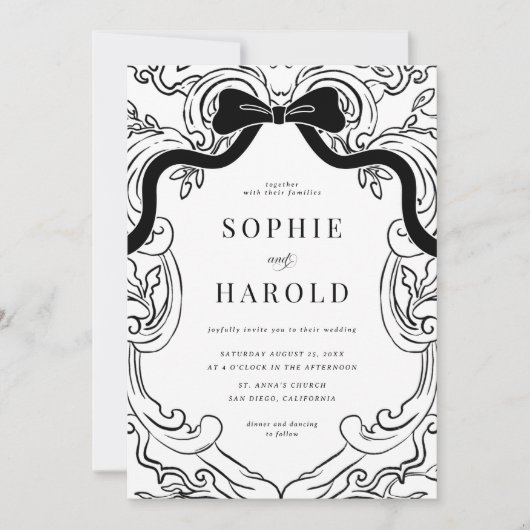 コケッテ ボウ クレスト モノグラム ウェディング 招待状 (正面)