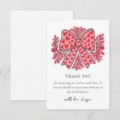 コケッテ ボウ スクリプト ブライダル シャワー サンキューカード (正面/裏面)