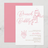 コケッテ ローズゴールド ピンクチーク ブライダルシャワー 招待状 (正面/裏面)
