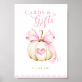 コケットかぼちゃ赤ちゃんシャワーカードとギフトサイン ポスター (正面)