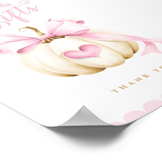 コケットかぼちゃ赤ちゃんシャワーカードとギフトサイン ポスター (角)