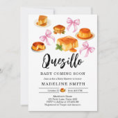 コケットかわいこちゃんクイシロ甘いピンクボウ赤ちゃんシャワー 招待状 (正面)