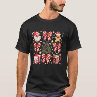 コケットがサンタのクリスマスツリーホットココアキュートを弓 Tシャツ